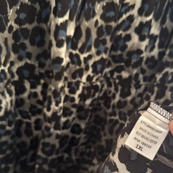 HEYSON Leopard Print Babydoll Dress NWT Women’s 1XL Long Sleeve Tiered Mini - Picture 7 of 7